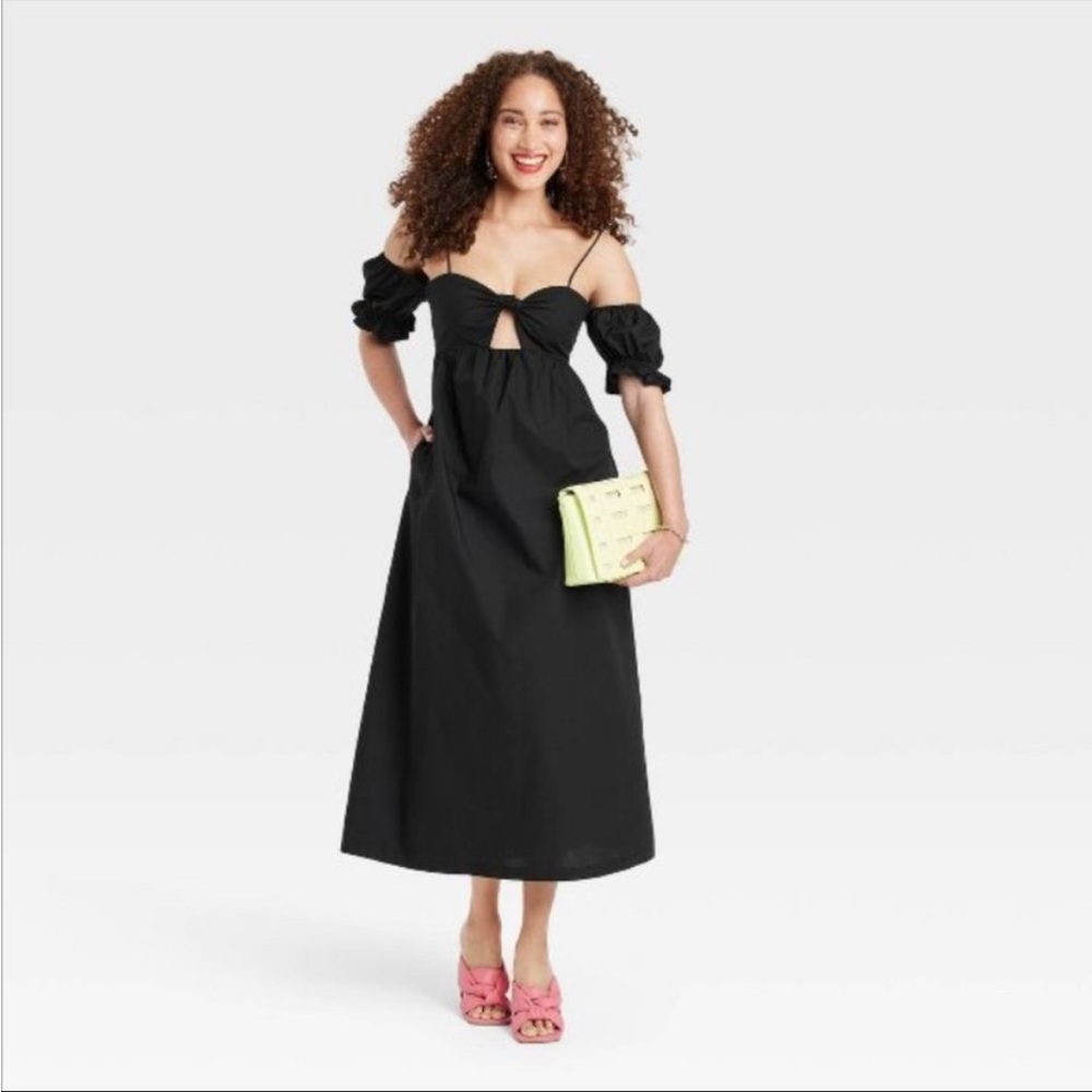 Women's Sleeveless Tie-Front Dress - A New Day™ Black Size S